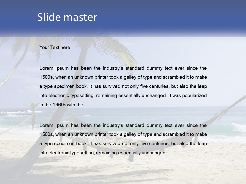 A Hammock On The Beach With Palm Trees PowerPoint Template