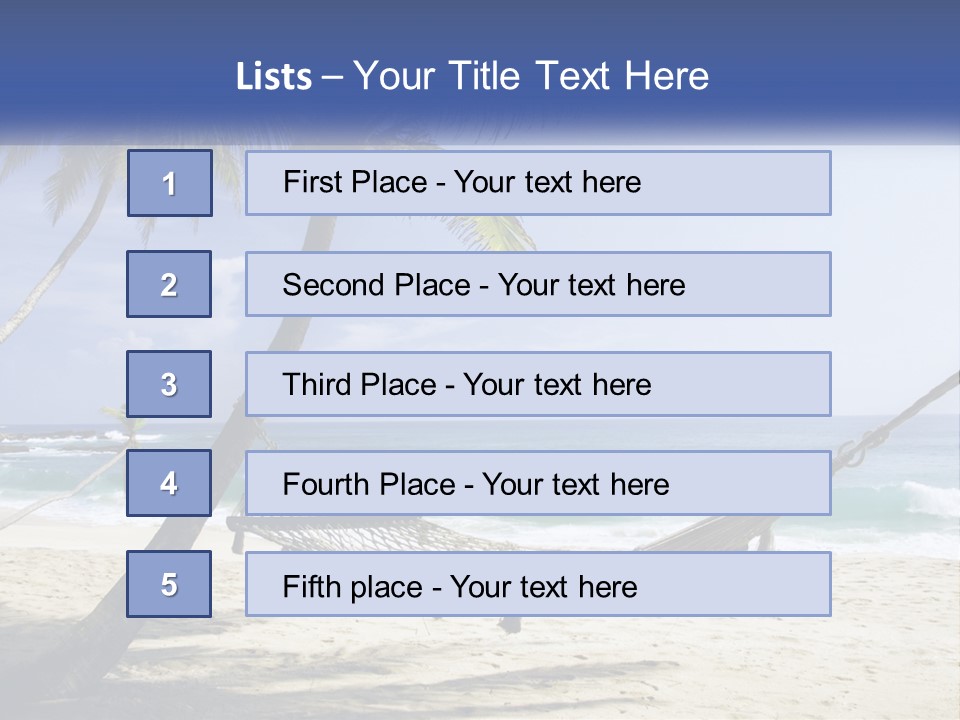 A Hammock On The Beach With Palm Trees PowerPoint Template