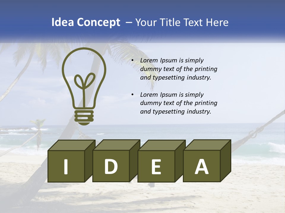 A Hammock On The Beach With Palm Trees PowerPoint Template