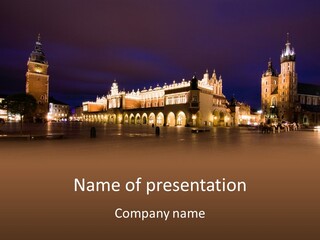 A Large Building With A Clock Tower In The Middle Of It PowerPoint Template