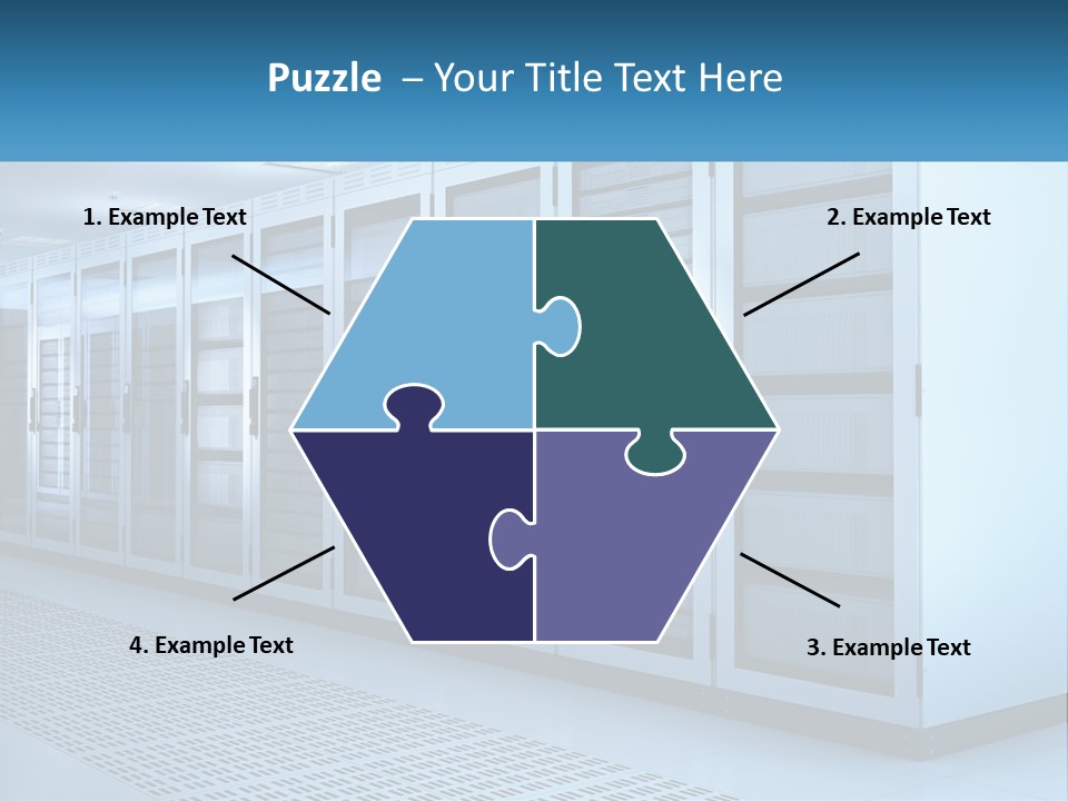 A Row Of Servers In A Data Center PowerPoint Template
