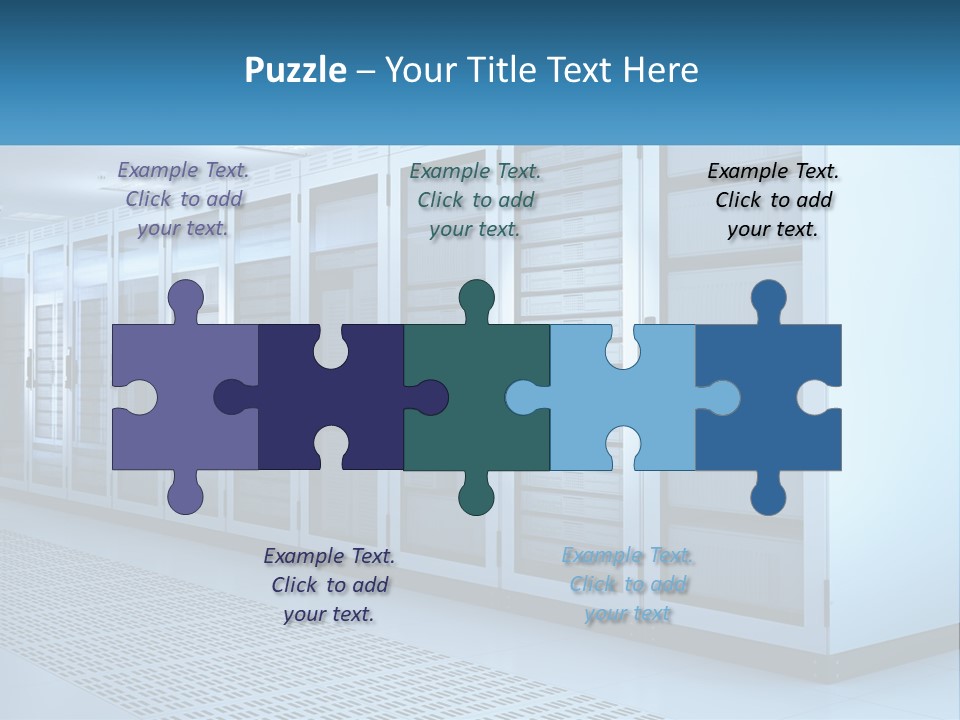 A Row Of Servers In A Data Center PowerPoint Template