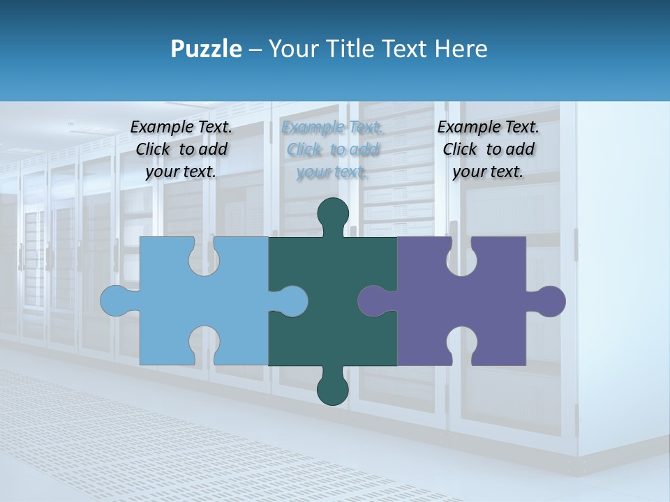 A Row Of Servers In A Data Center PowerPoint Template