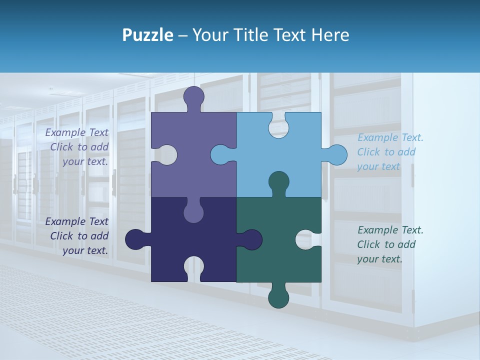 A Row Of Servers In A Data Center PowerPoint Template