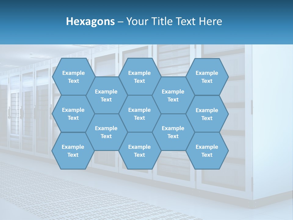 A Row Of Servers In A Data Center PowerPoint Template