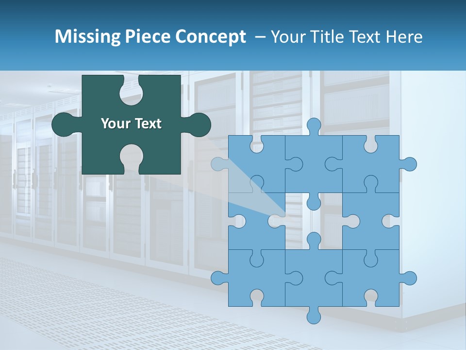 A Row Of Servers In A Data Center PowerPoint Template