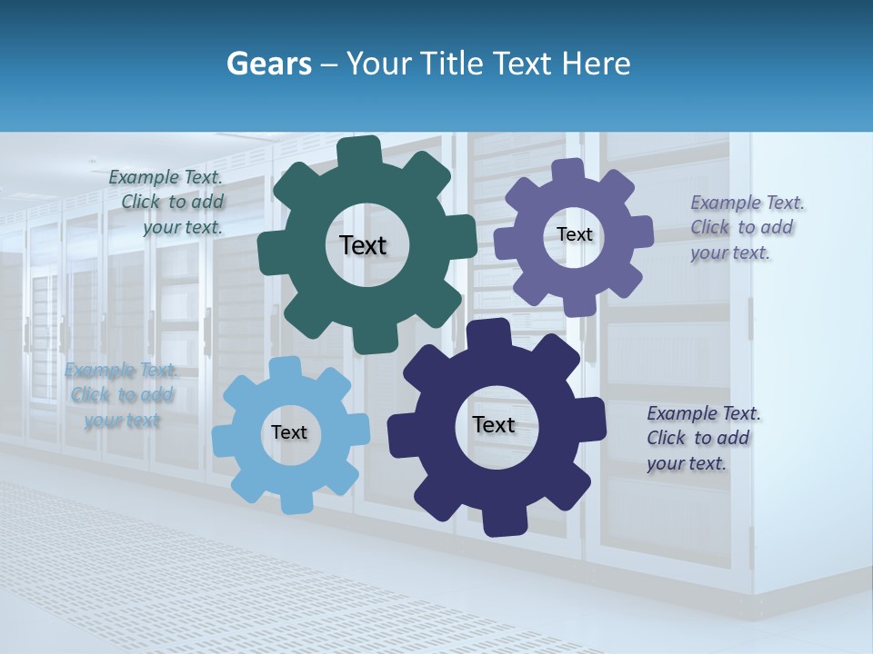 A Row Of Servers In A Data Center PowerPoint Template