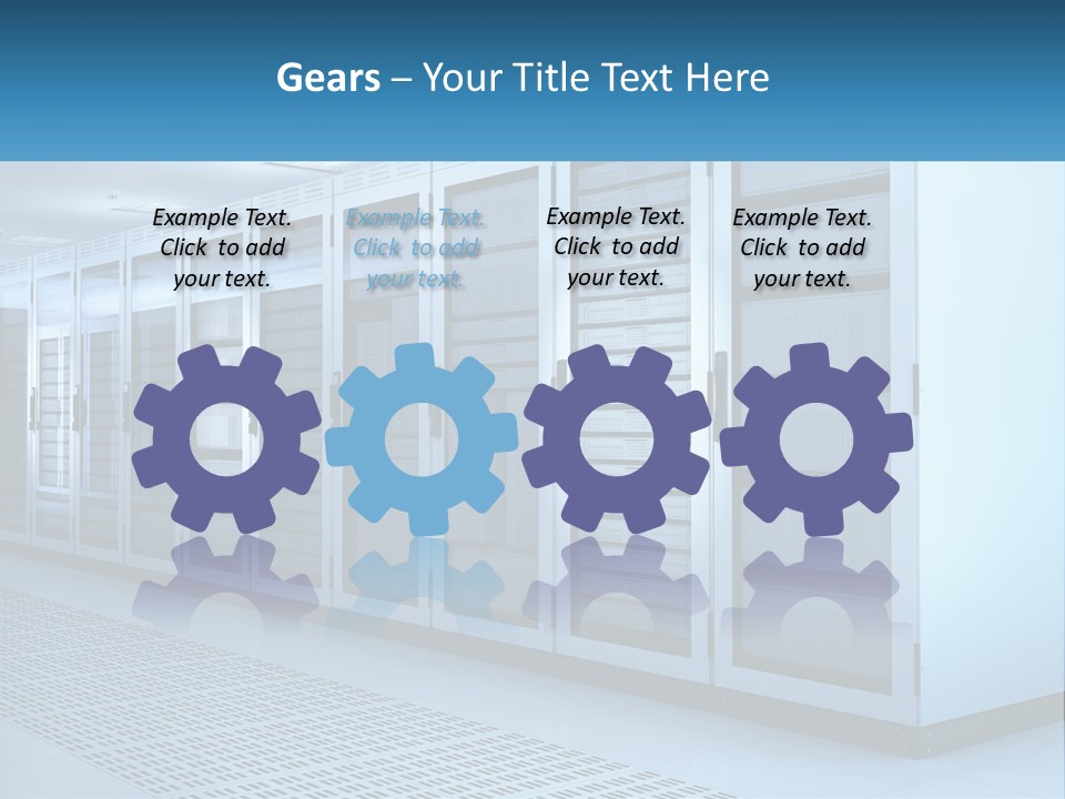 A Row Of Servers In A Data Center PowerPoint Template
