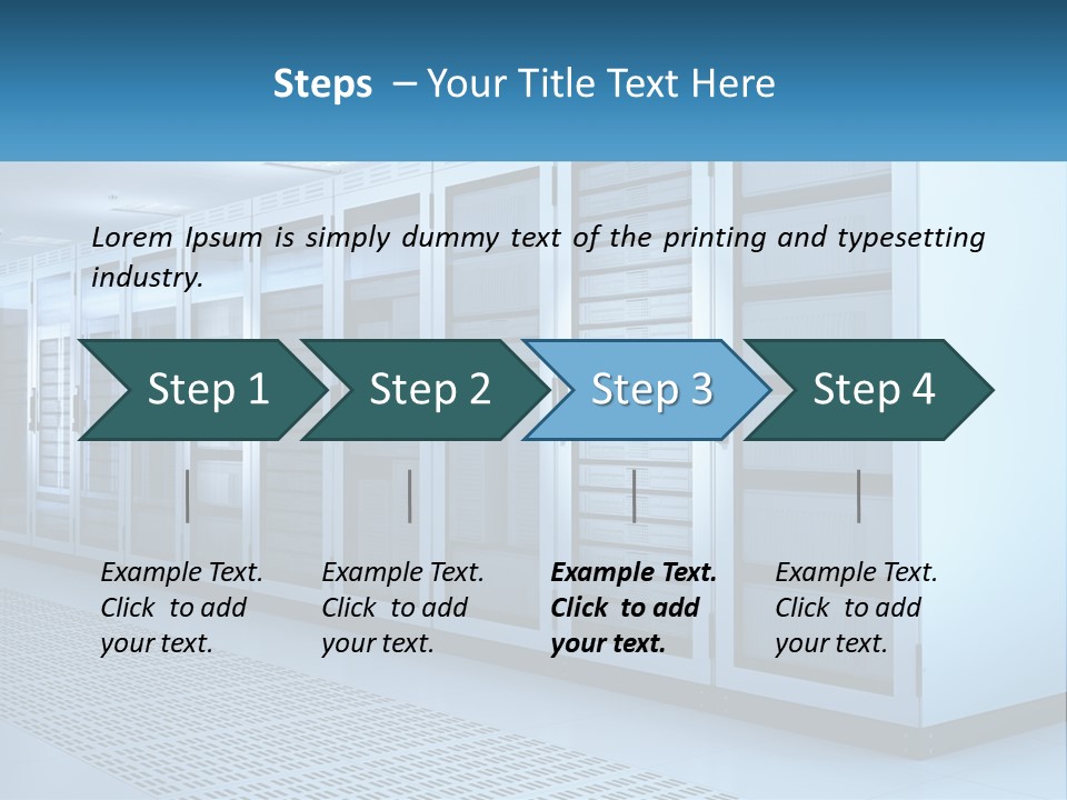 A Row Of Servers In A Data Center PowerPoint Template