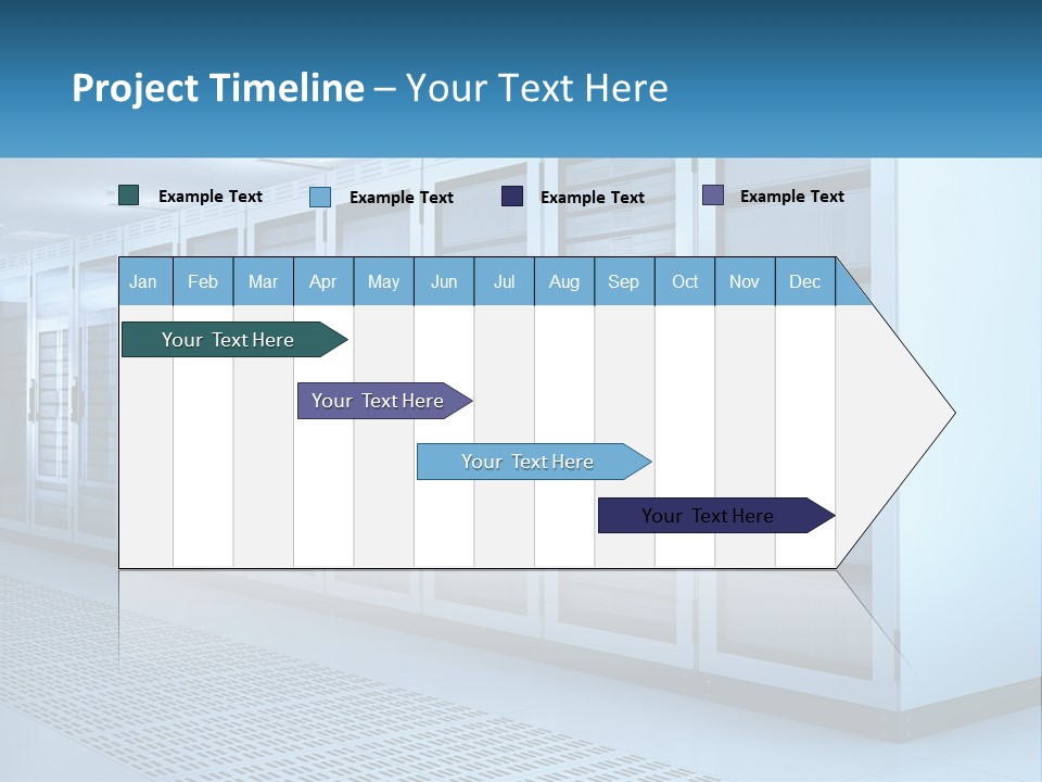 A Row Of Servers In A Data Center PowerPoint Template