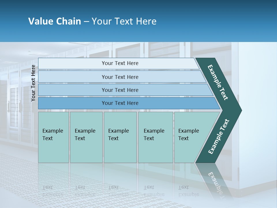 A Row Of Servers In A Data Center PowerPoint Template