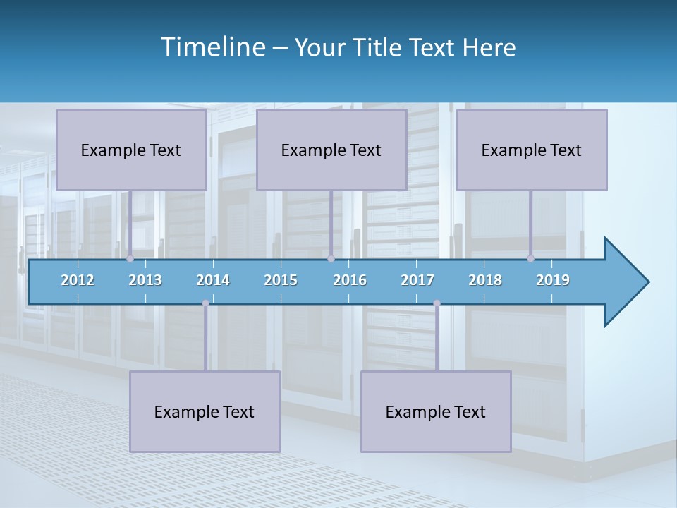 A Row Of Servers In A Data Center PowerPoint Template