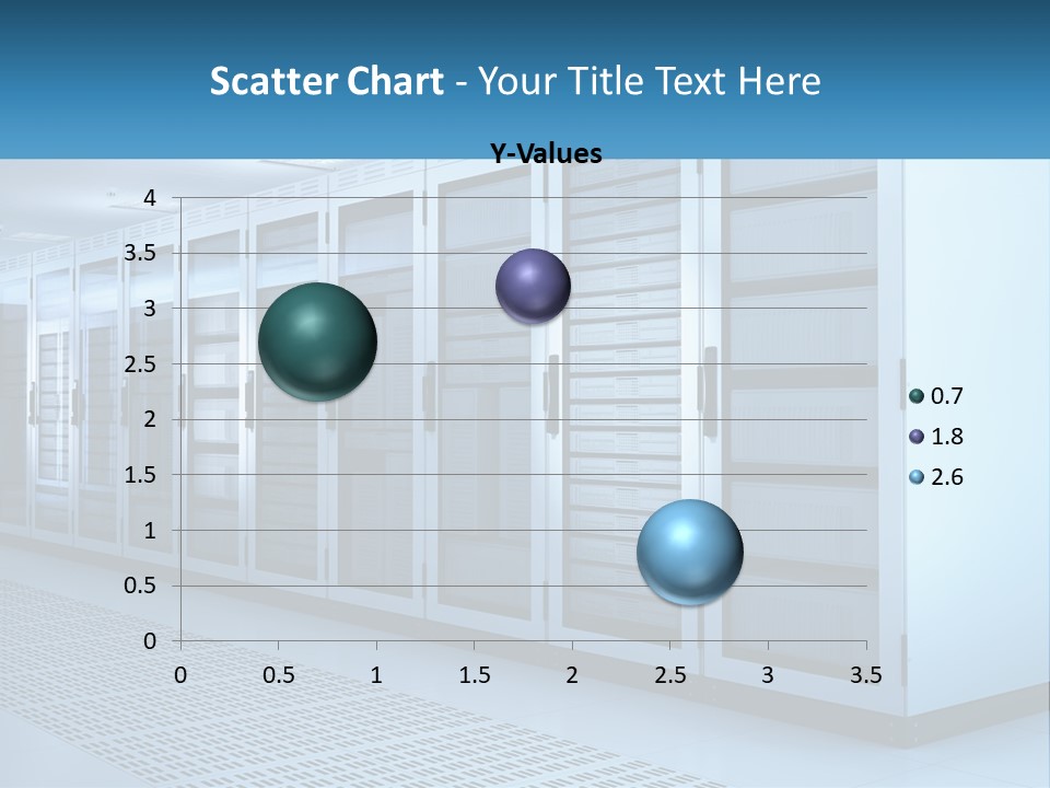 A Row Of Servers In A Data Center PowerPoint Template