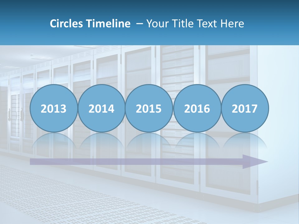 A Row Of Servers In A Data Center PowerPoint Template