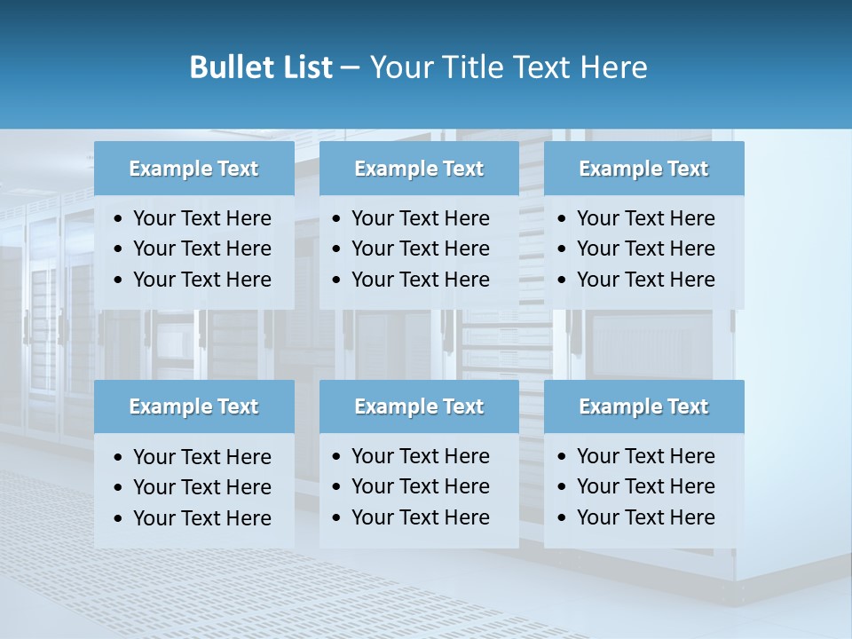 A Row Of Servers In A Data Center PowerPoint Template