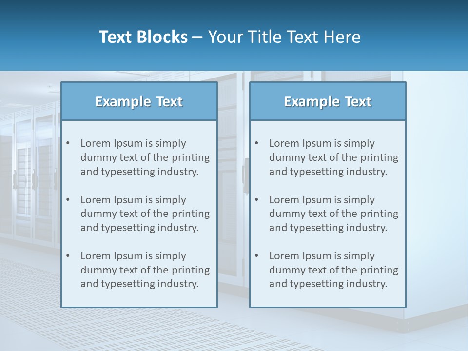 A Row Of Servers In A Data Center PowerPoint Template