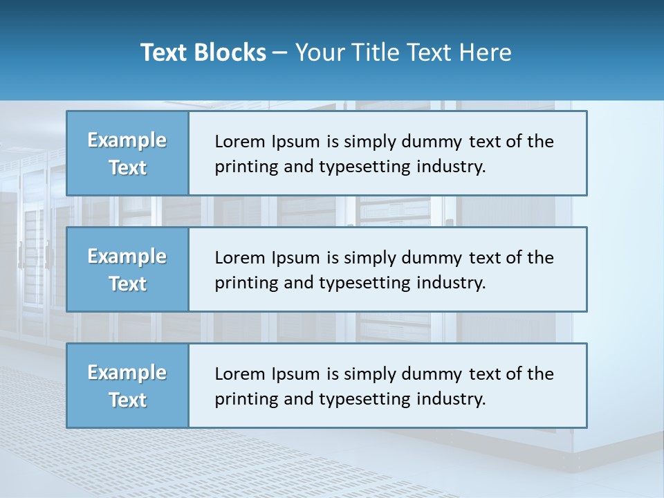 A Row Of Servers In A Data Center PowerPoint Template