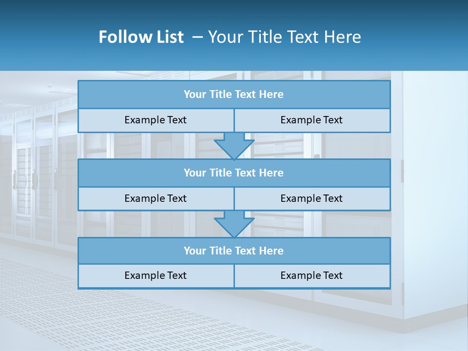 A Row Of Servers In A Data Center PowerPoint Template