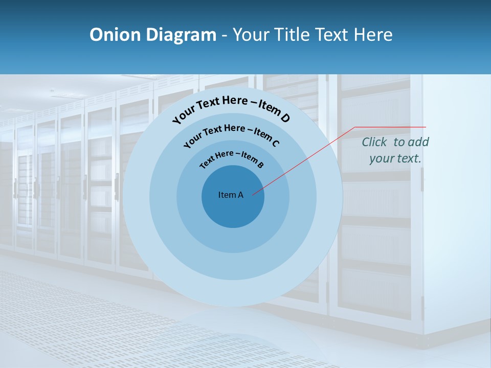 A Row Of Servers In A Data Center PowerPoint Template