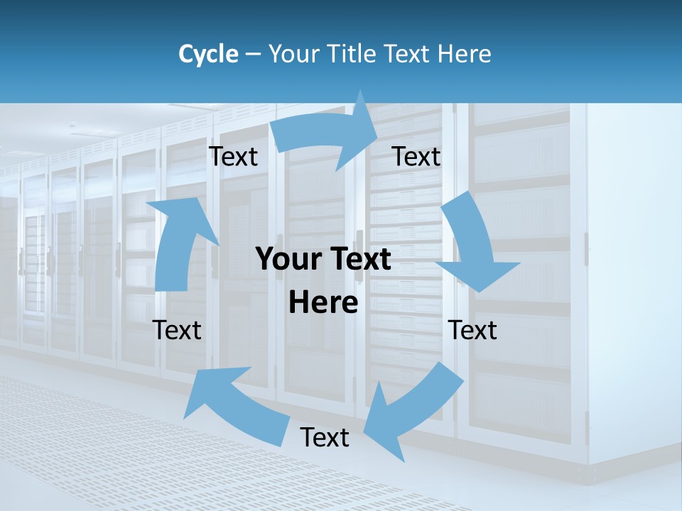 A Row Of Servers In A Data Center PowerPoint Template