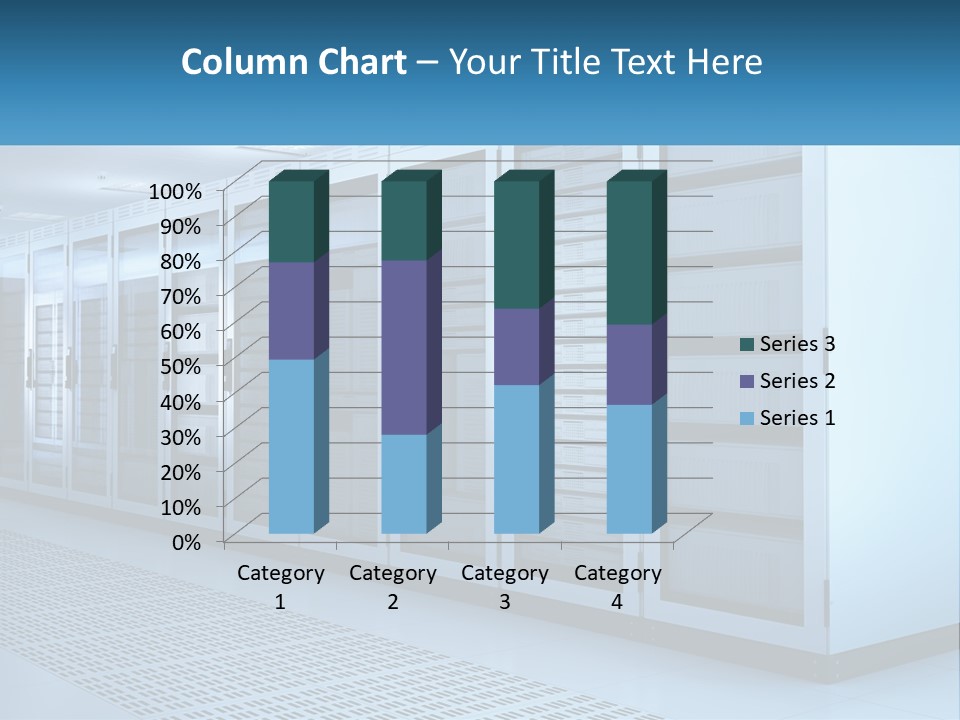 A Row Of Servers In A Data Center PowerPoint Template