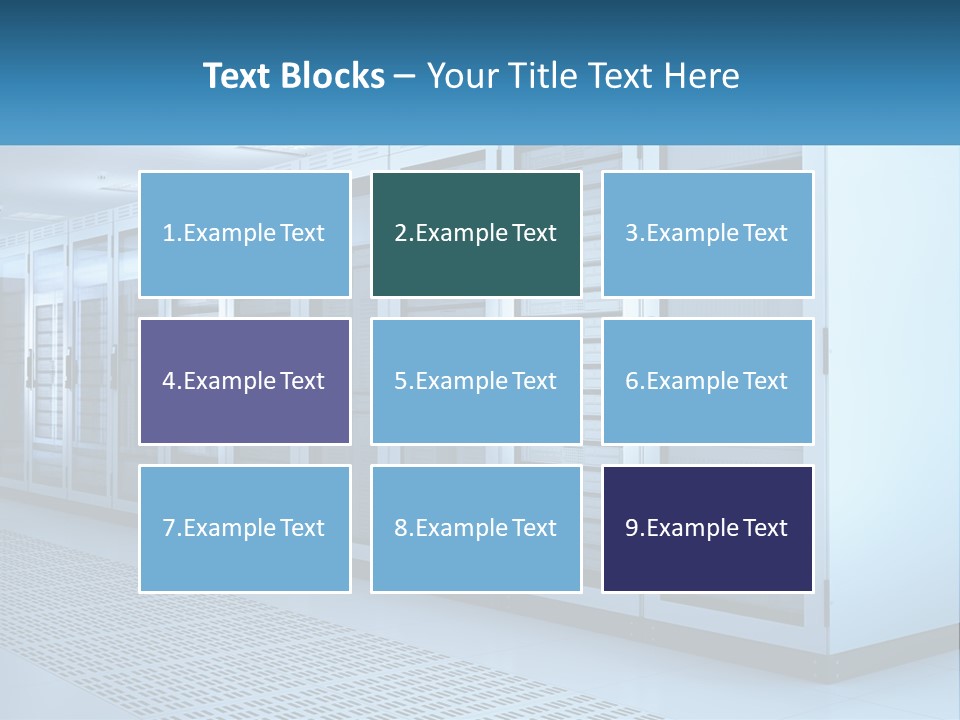 A Row Of Servers In A Data Center PowerPoint Template