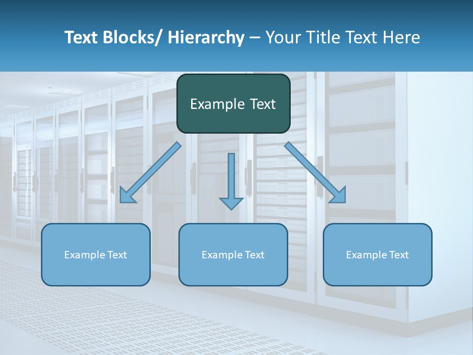 A Row Of Servers In A Data Center PowerPoint Template
