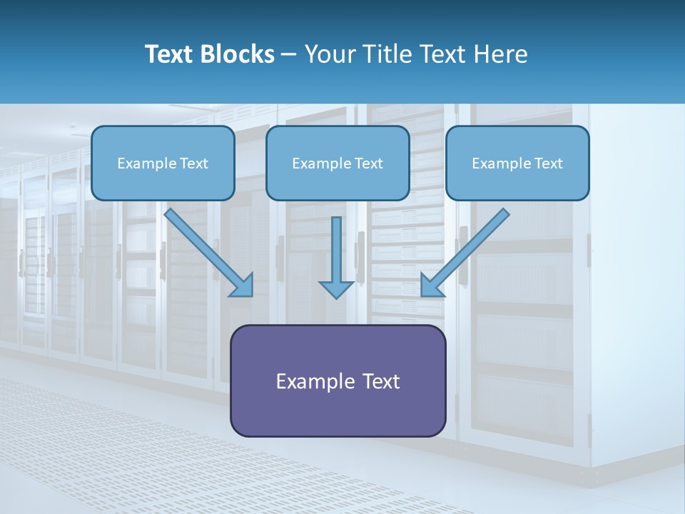 A Row Of Servers In A Data Center PowerPoint Template