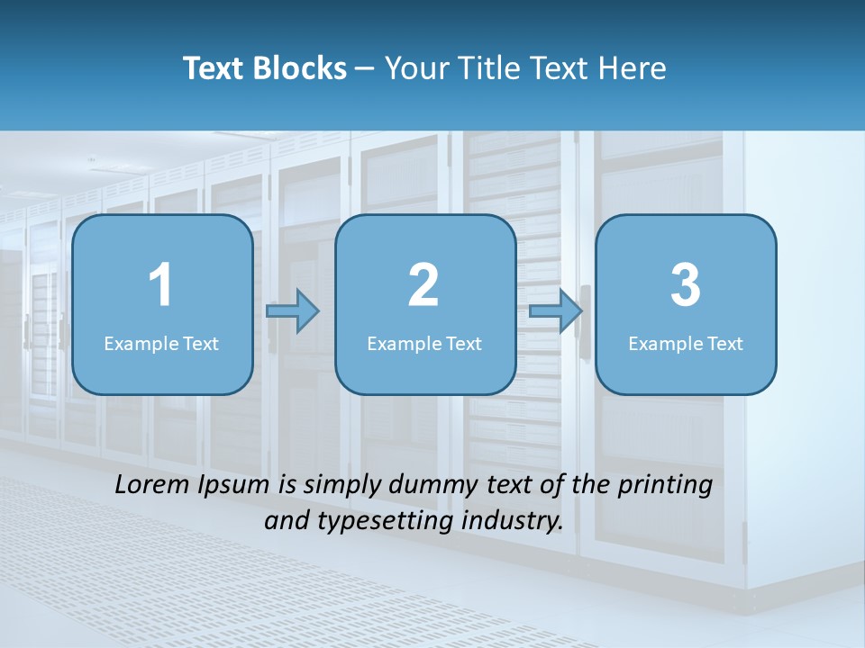 A Row Of Servers In A Data Center PowerPoint Template