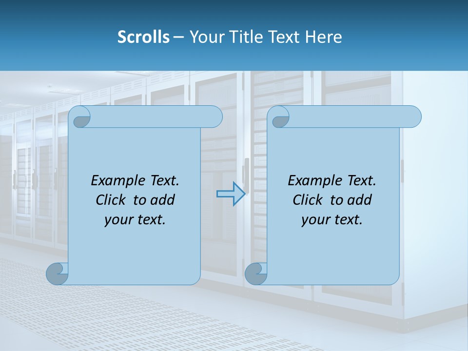 A Row Of Servers In A Data Center PowerPoint Template
