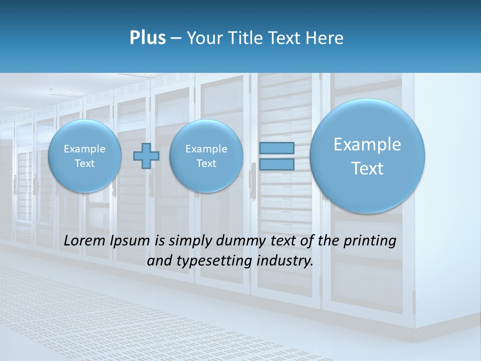 A Row Of Servers In A Data Center PowerPoint Template