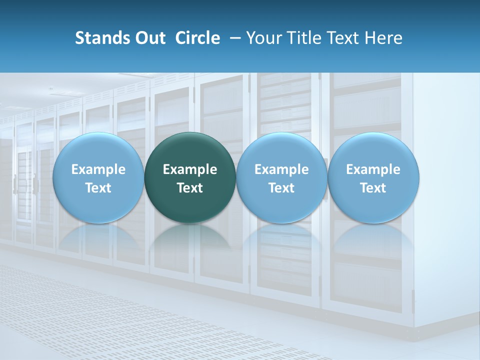 A Row Of Servers In A Data Center PowerPoint Template