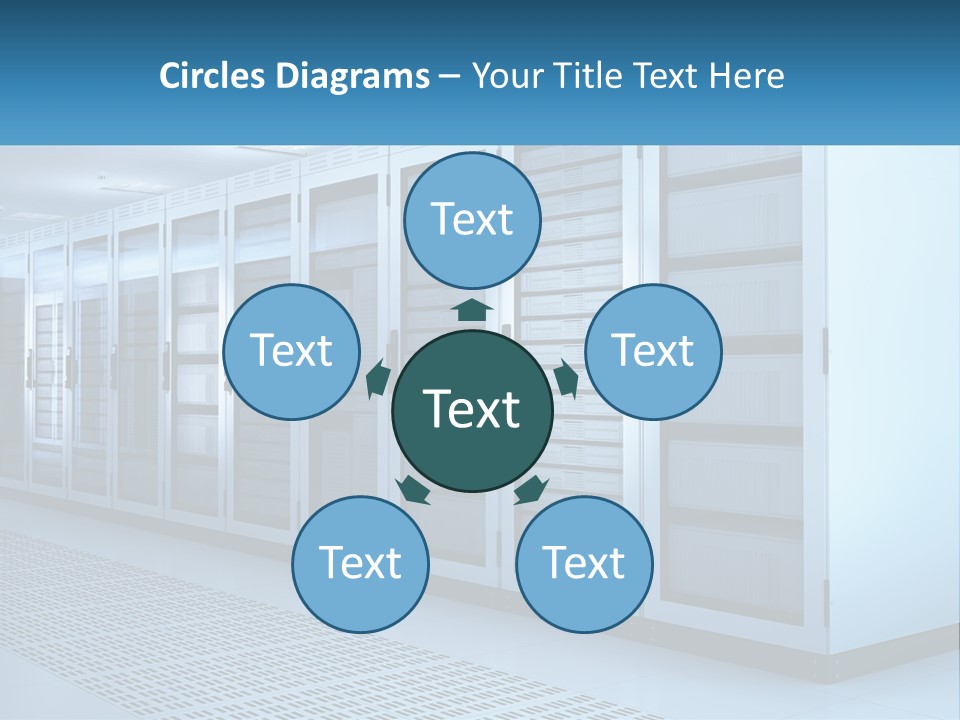 A Row Of Servers In A Data Center PowerPoint Template