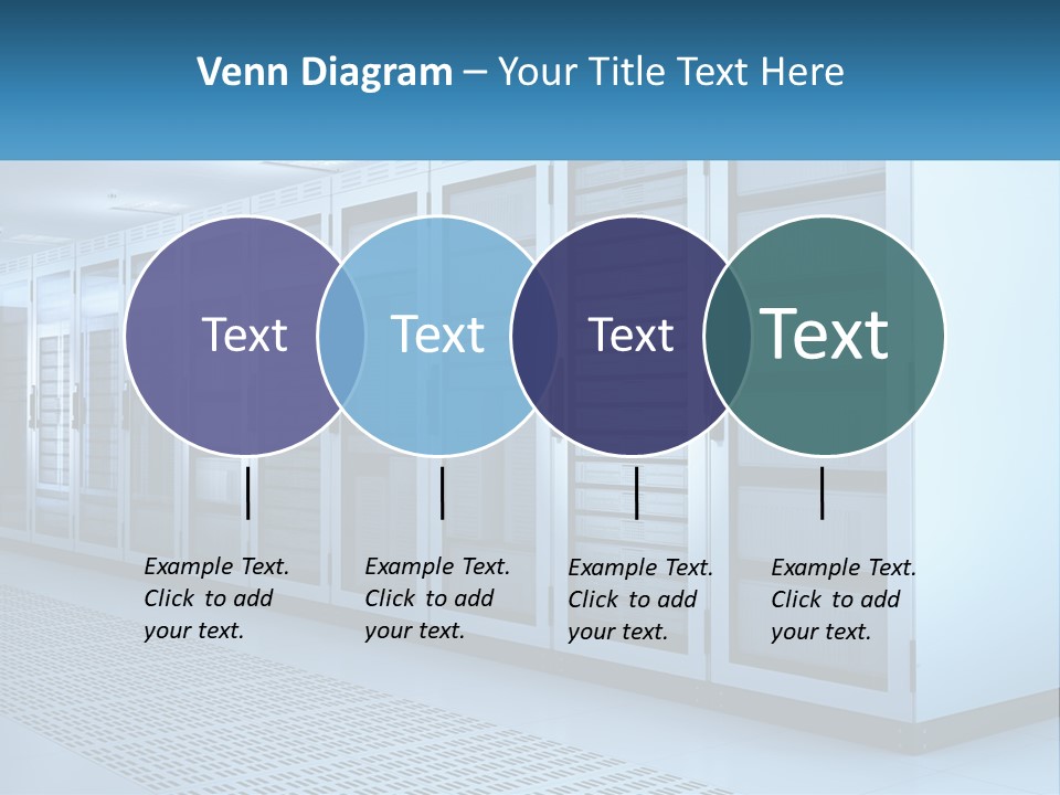 A Row Of Servers In A Data Center PowerPoint Template