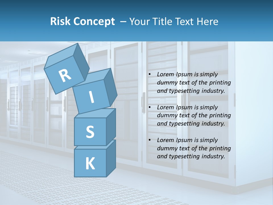 A Row Of Servers In A Data Center PowerPoint Template