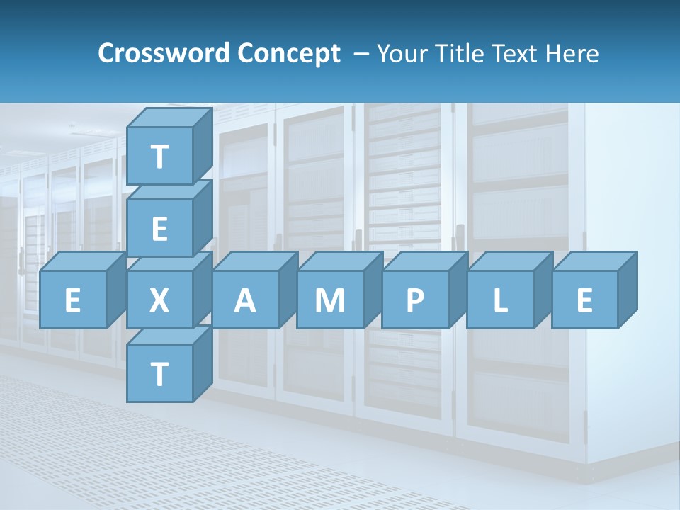 A Row Of Servers In A Data Center PowerPoint Template