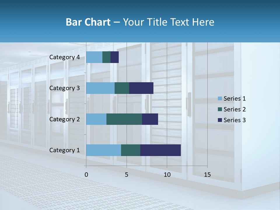 A Row Of Servers In A Data Center PowerPoint Template