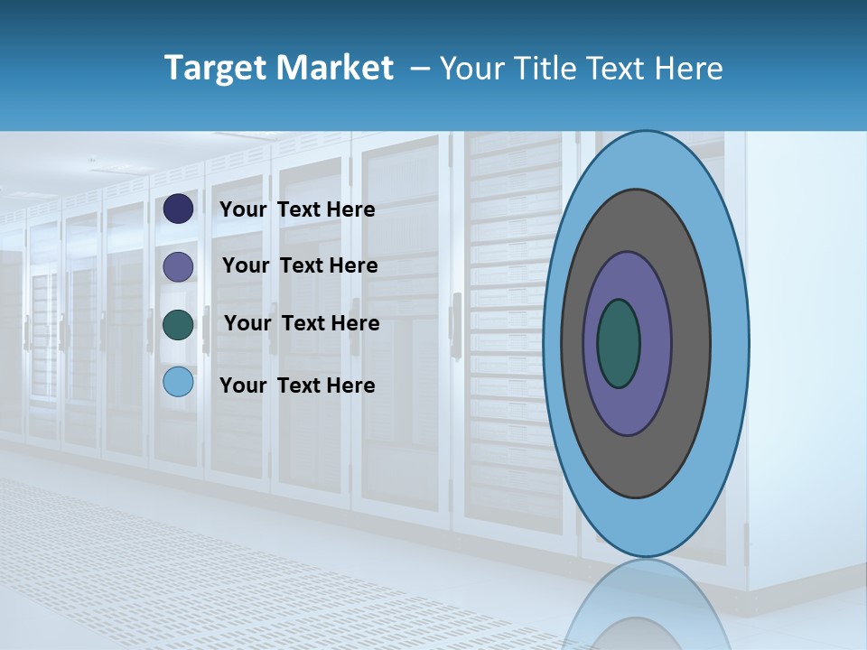 A Row Of Servers In A Data Center PowerPoint Template