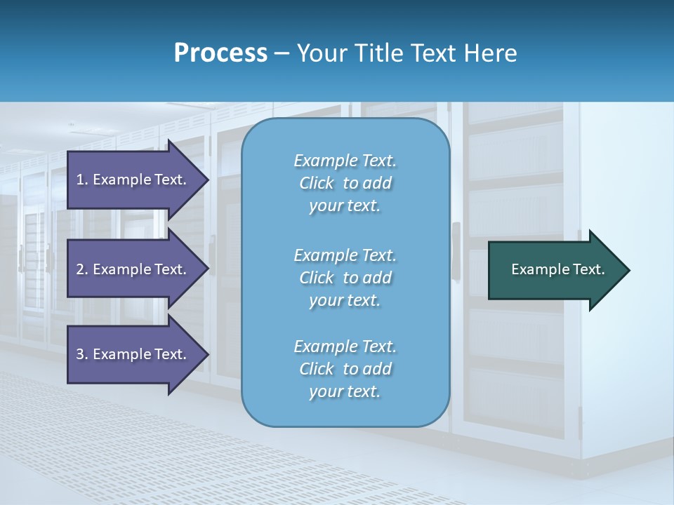 A Row Of Servers In A Data Center PowerPoint Template
