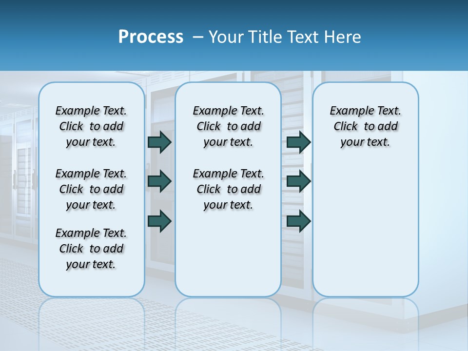A Row Of Servers In A Data Center PowerPoint Template