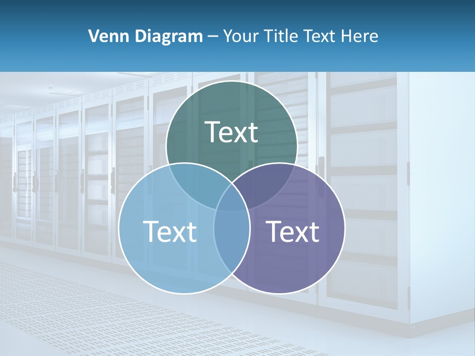 A Row Of Servers In A Data Center PowerPoint Template