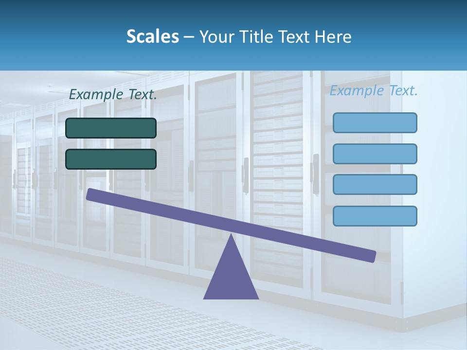 A Row Of Servers In A Data Center PowerPoint Template