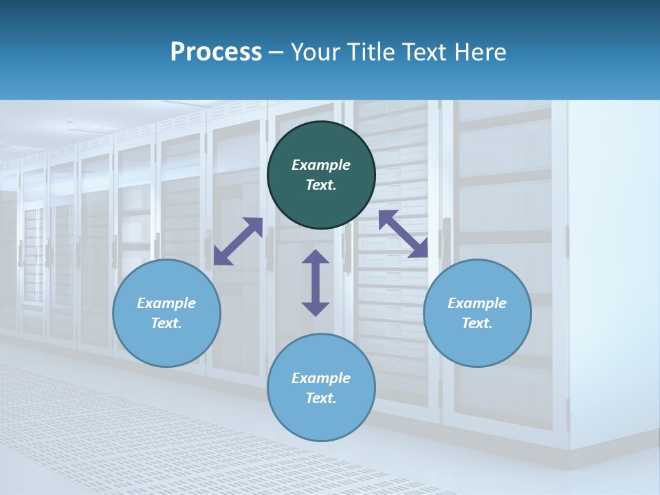 A Row Of Servers In A Data Center PowerPoint Template