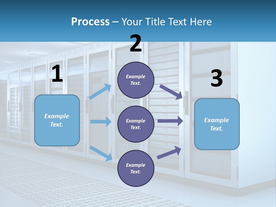 A Row Of Servers In A Data Center PowerPoint Template