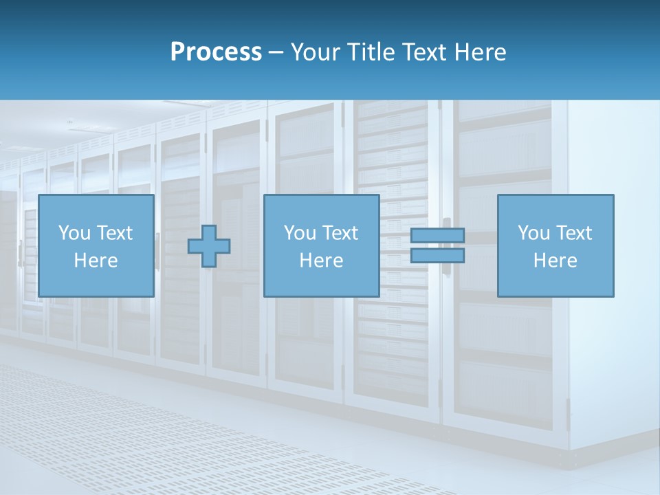 A Row Of Servers In A Data Center PowerPoint Template