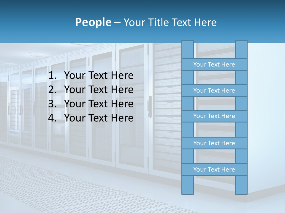 A Row Of Servers In A Data Center PowerPoint Template