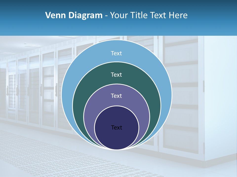 A Row Of Servers In A Data Center PowerPoint Template
