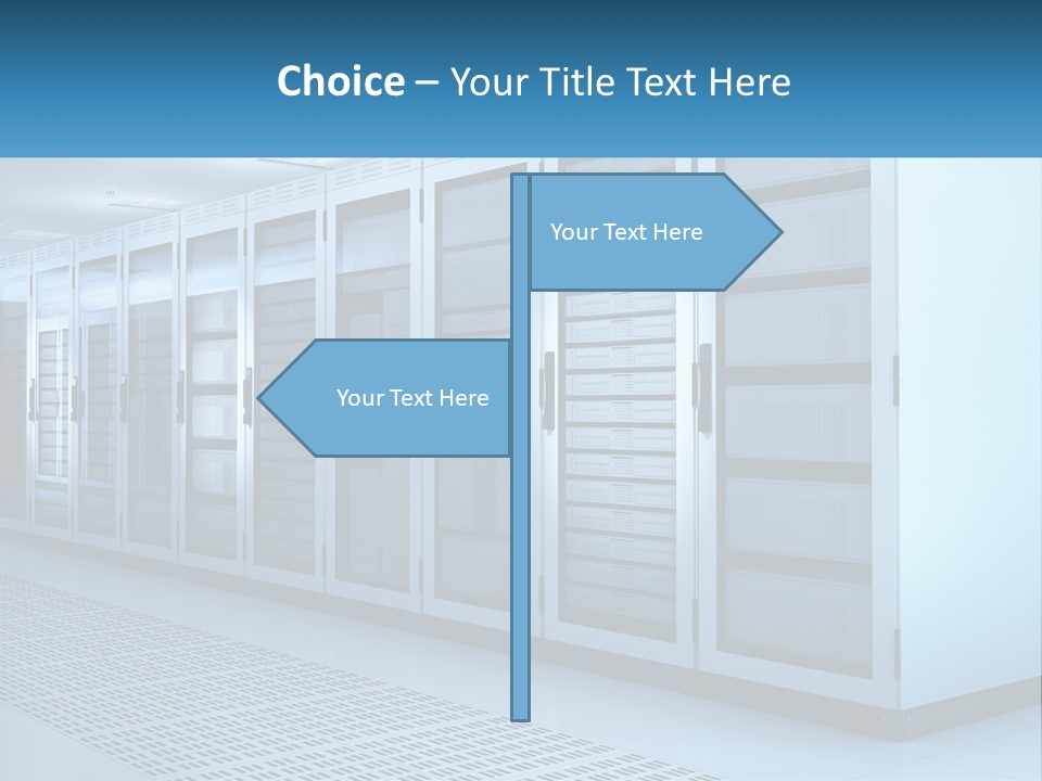 A Row Of Servers In A Data Center PowerPoint Template