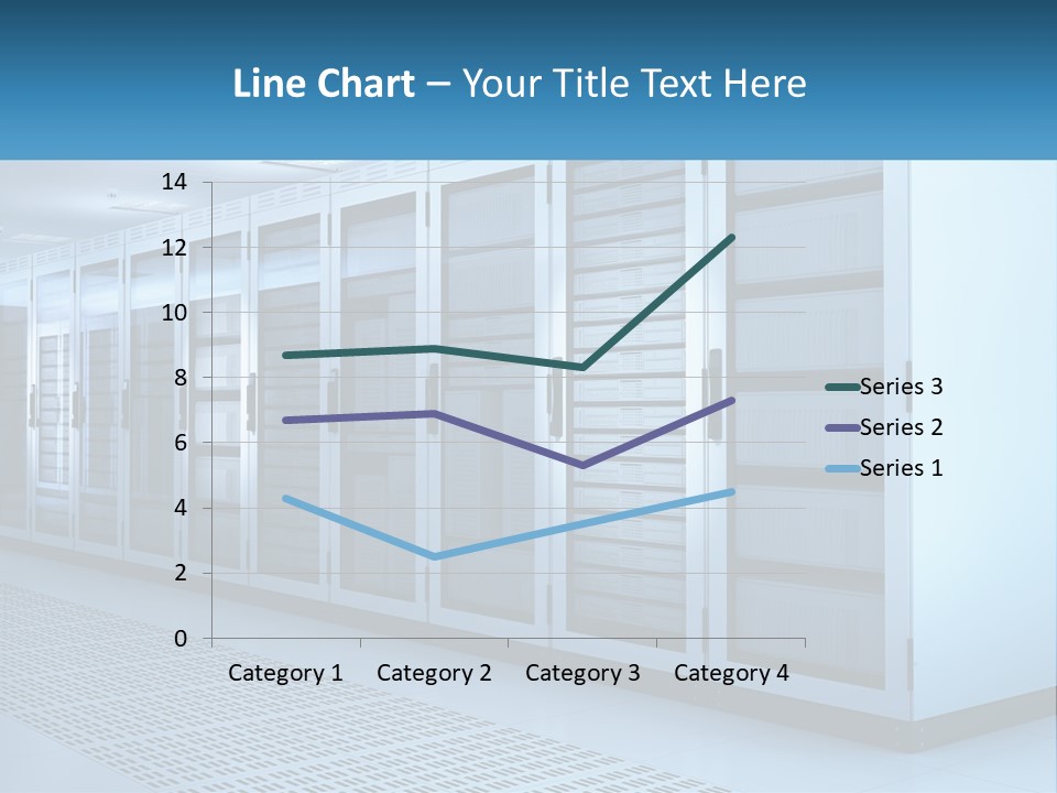 A Row Of Servers In A Data Center PowerPoint Template