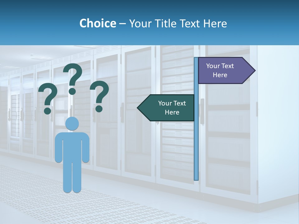 A Row Of Servers In A Data Center PowerPoint Template